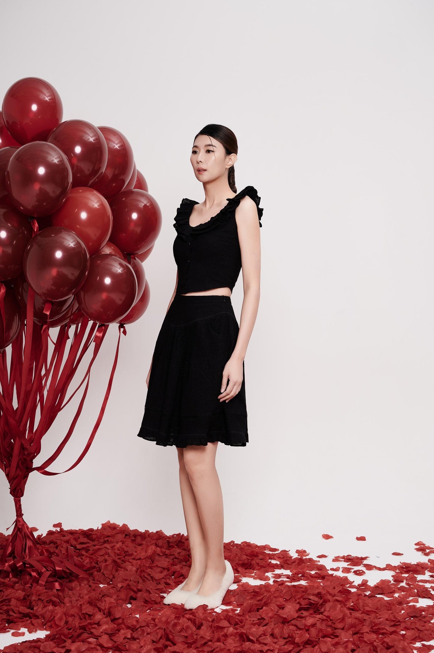 Olivia Ruffle Hem Midi Skirt