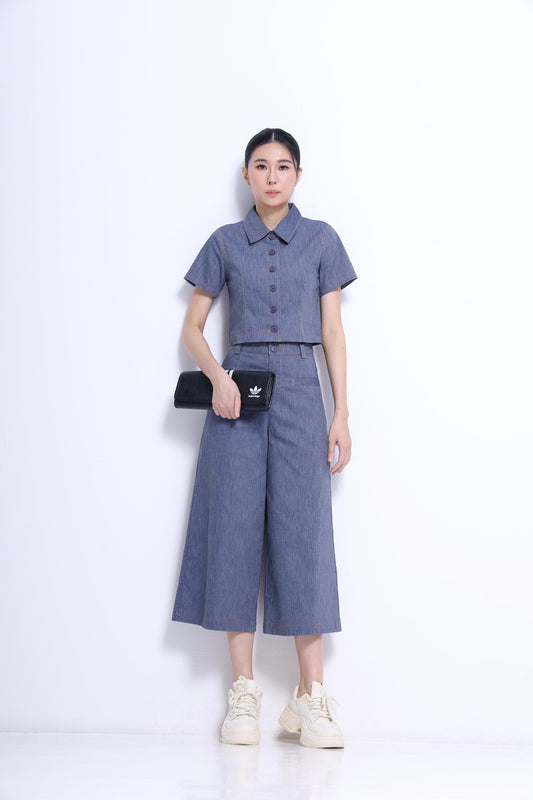 Tassy Button Down Cropped Shirt