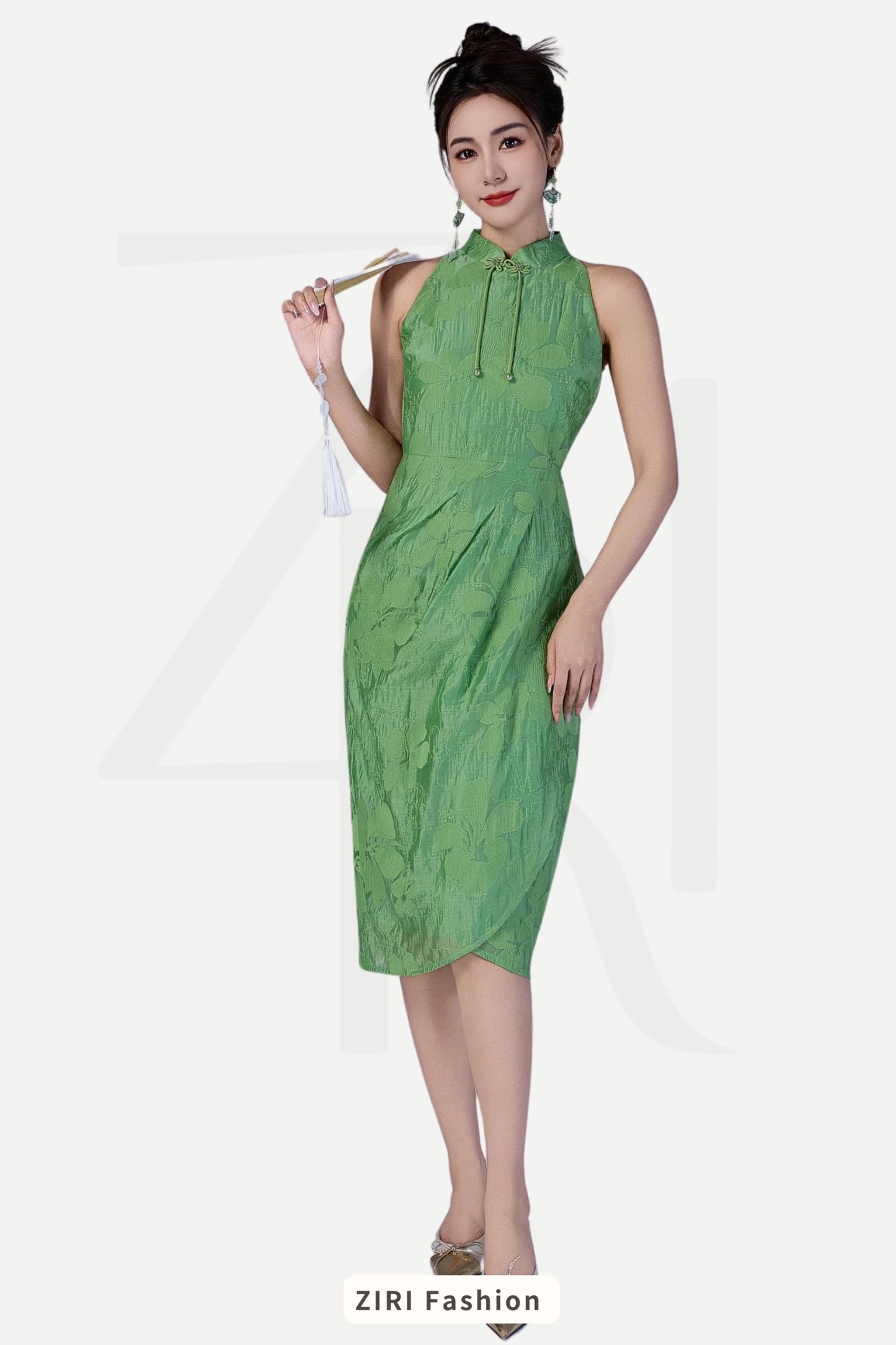 Sue Tencel Embroidered Qipao Dress