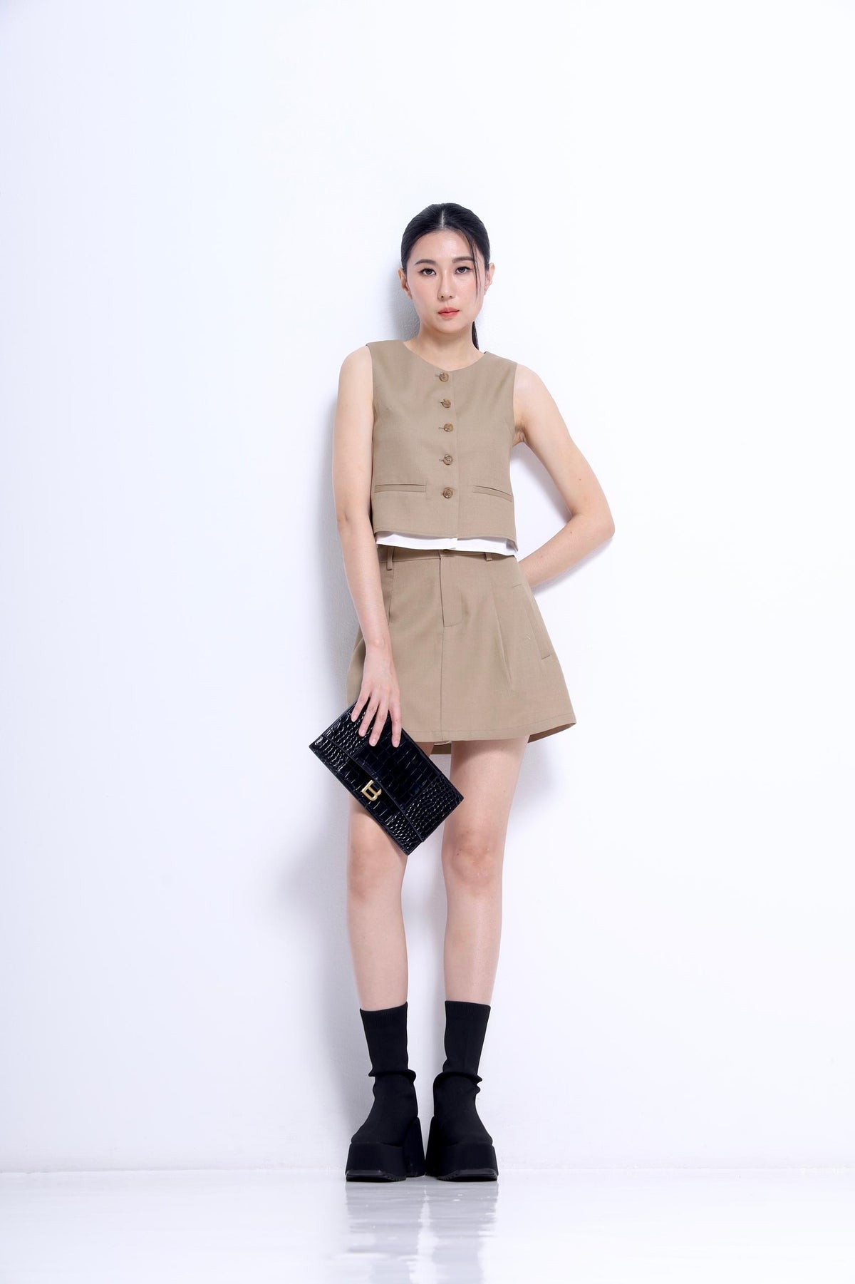 Marlene Front Pleated A-line Skirt