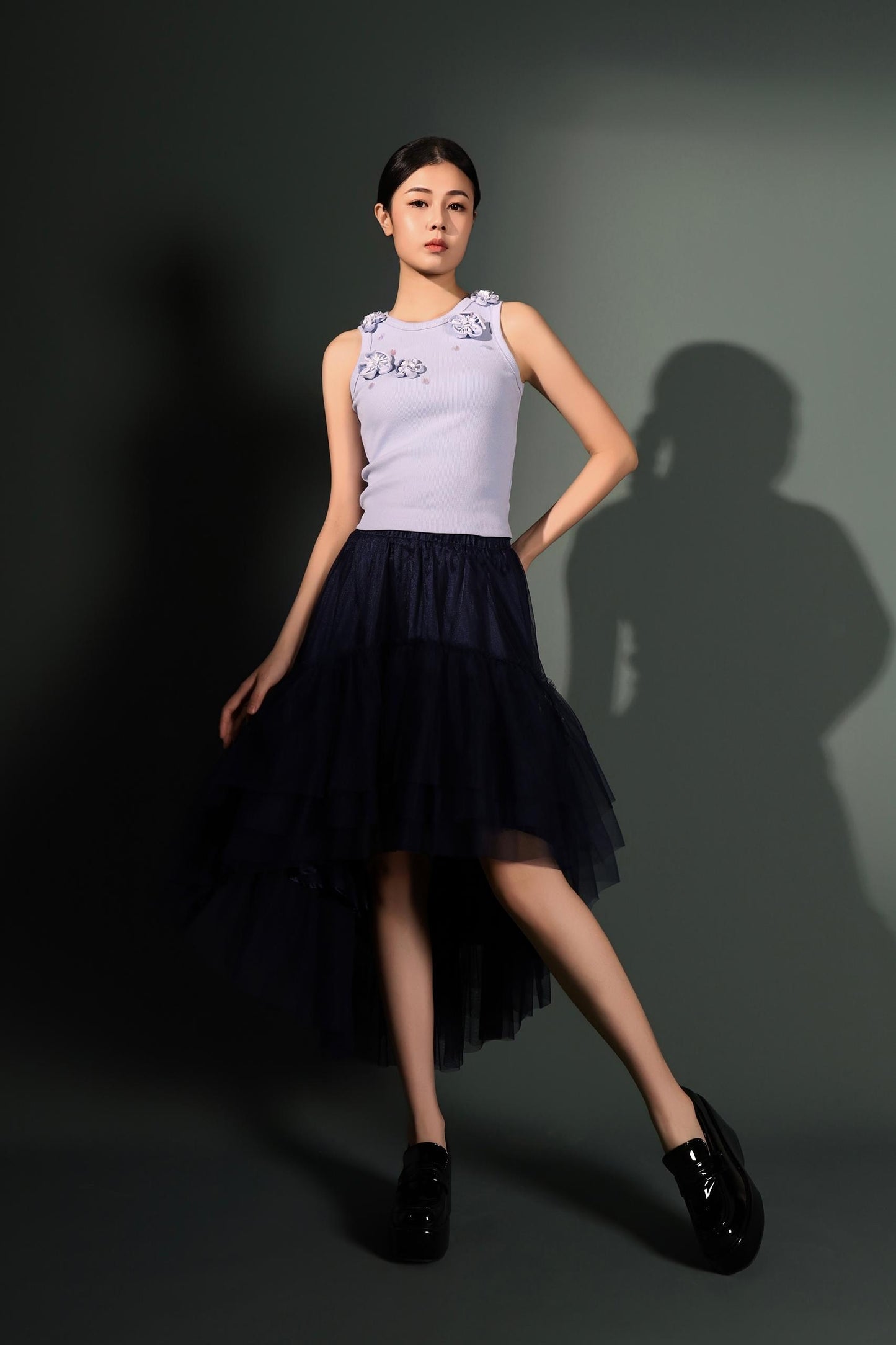 Pansy Asymmetrical Tulle Skirt