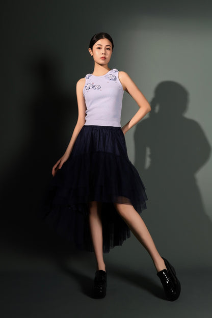 Pansy Asymmetrical Tulle Skirt