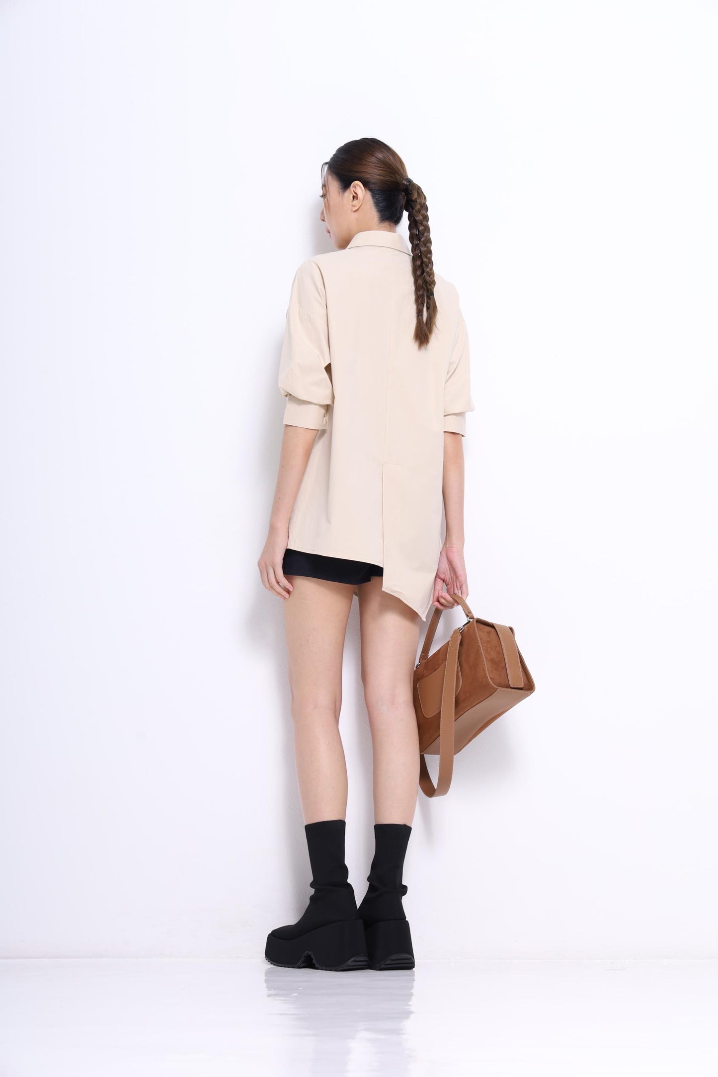 Miyu Asymmetrical Short Sleeve Shirt