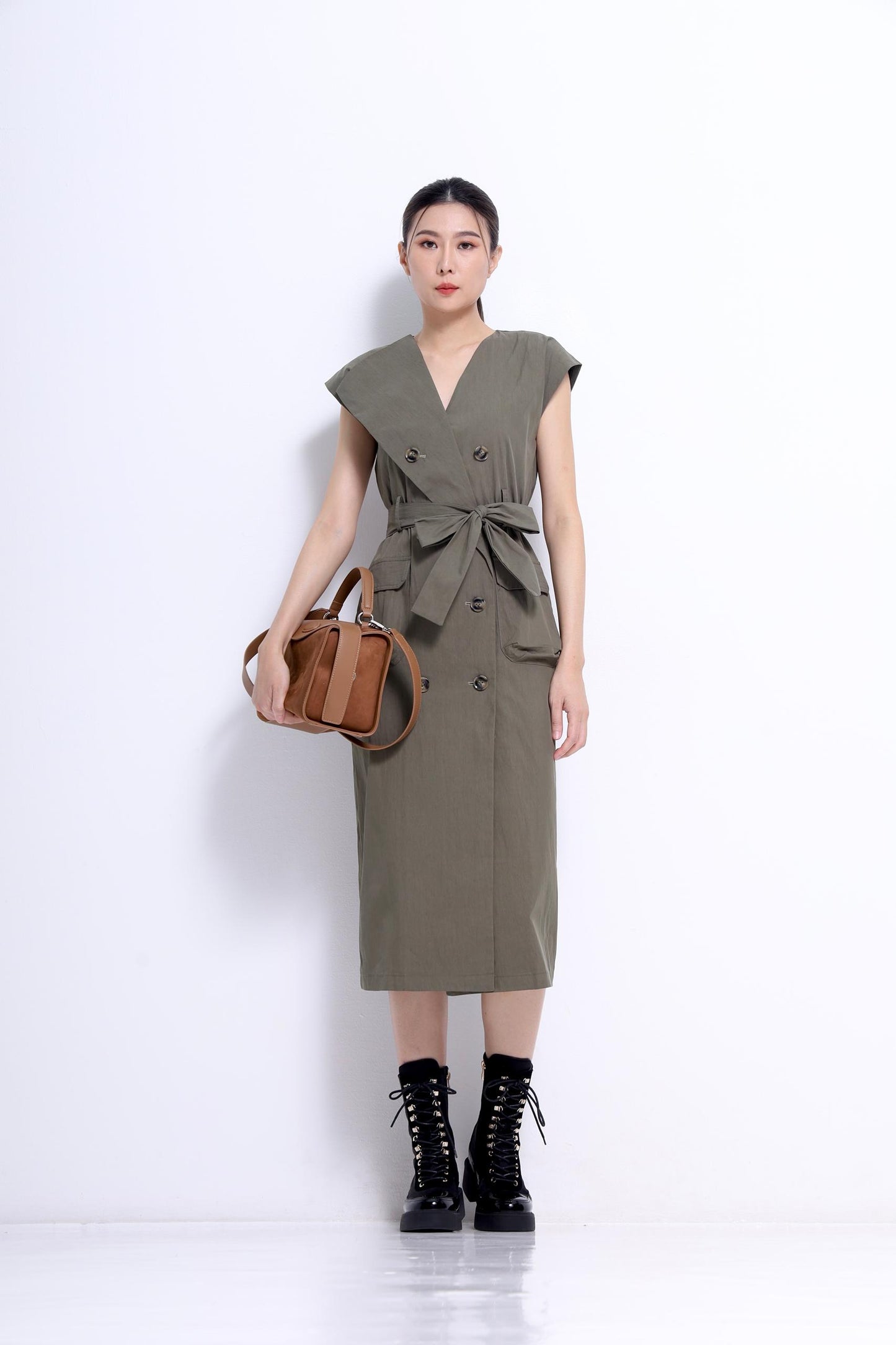 Mona V-Neck Trench Dress