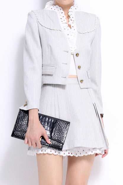 Miu Lace Hem Pleated Skirt