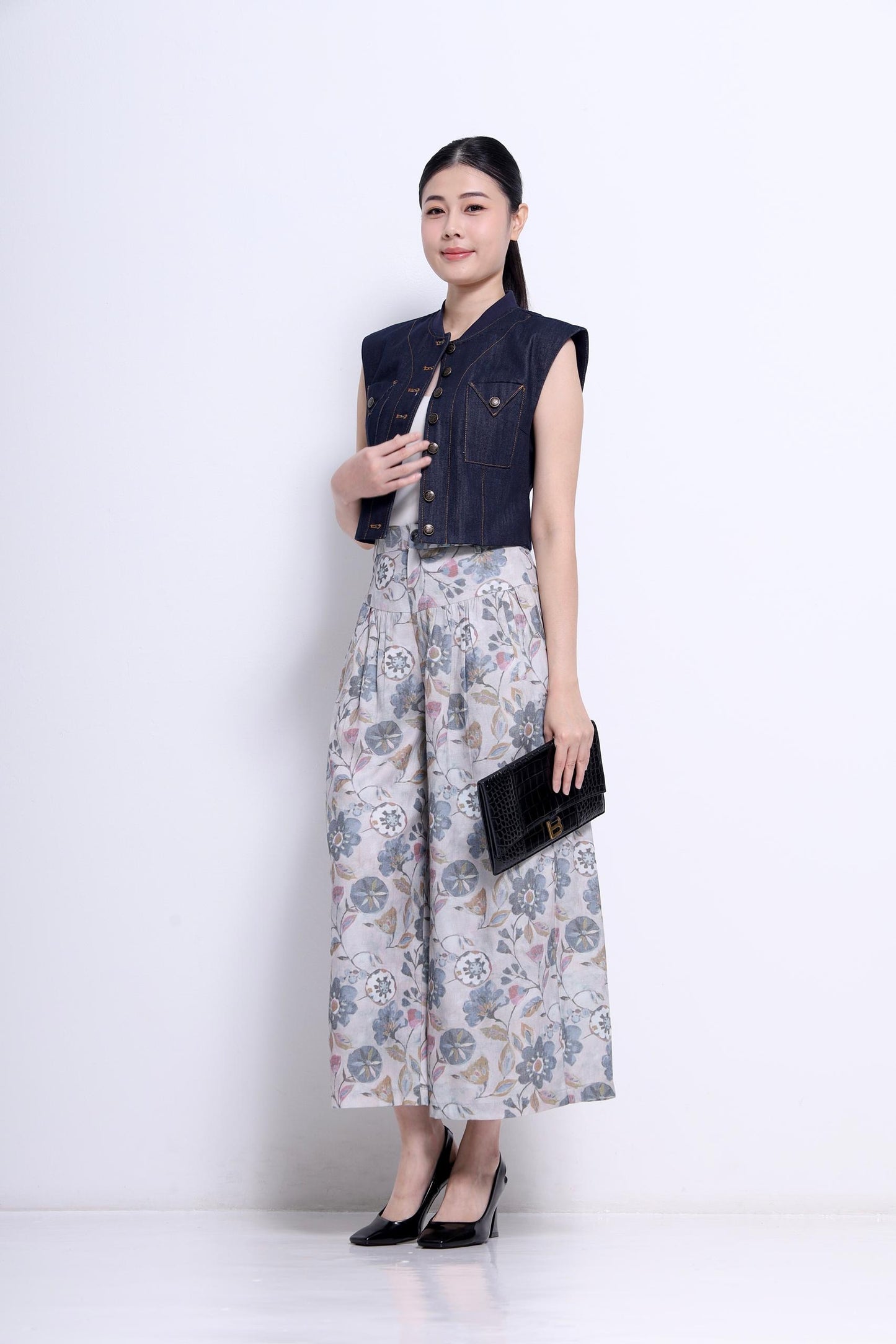 Kaia Cropped Denim Vest
