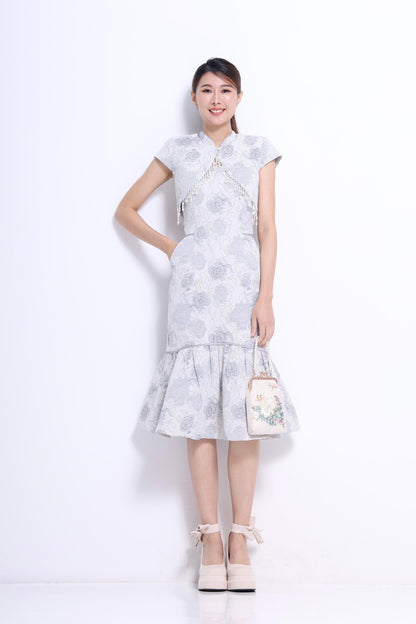 Zhu Orient Pearl Qipao Dress with Jacket