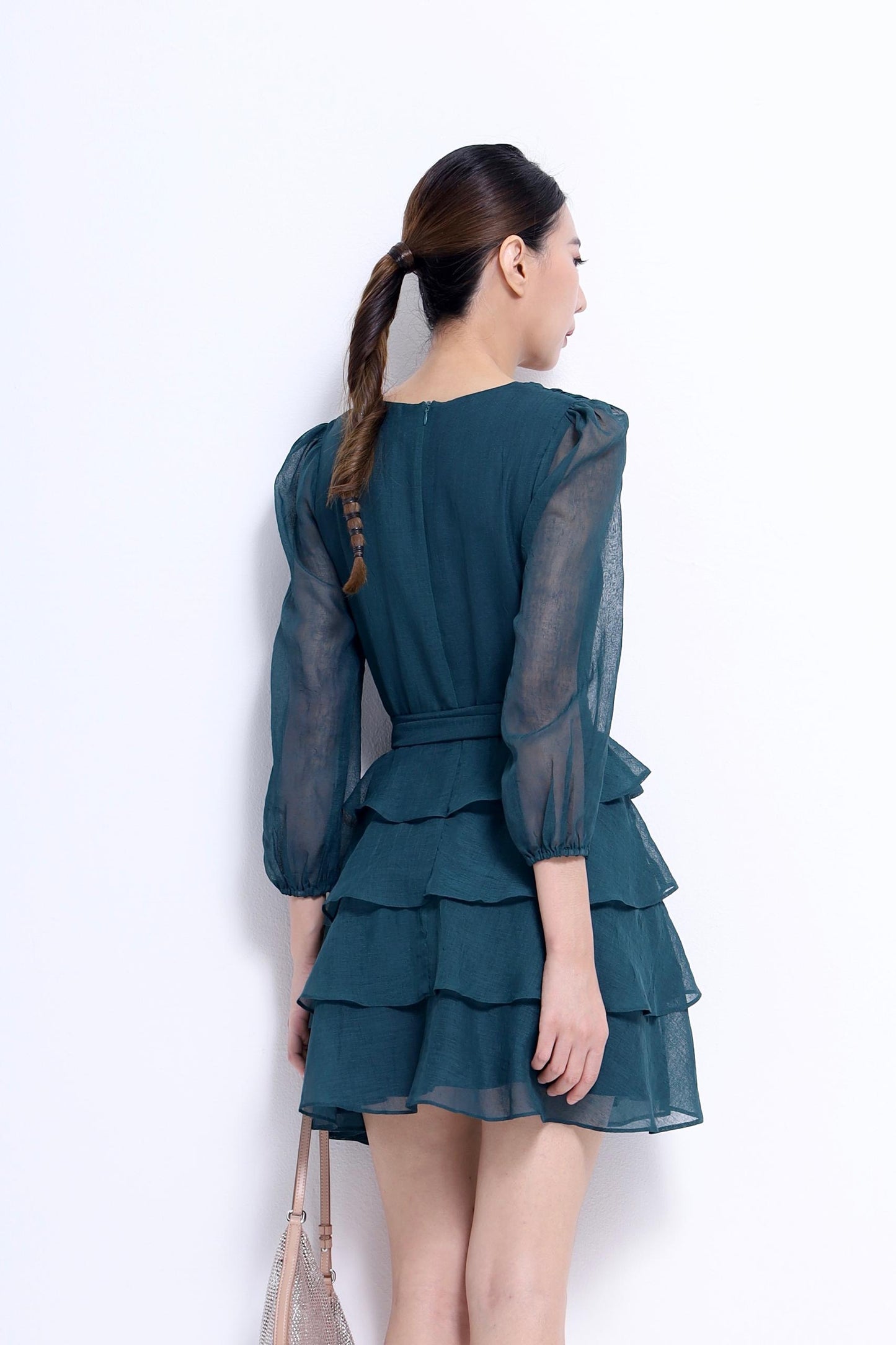 Celeste V-Neck Ruffles Midi Dress
