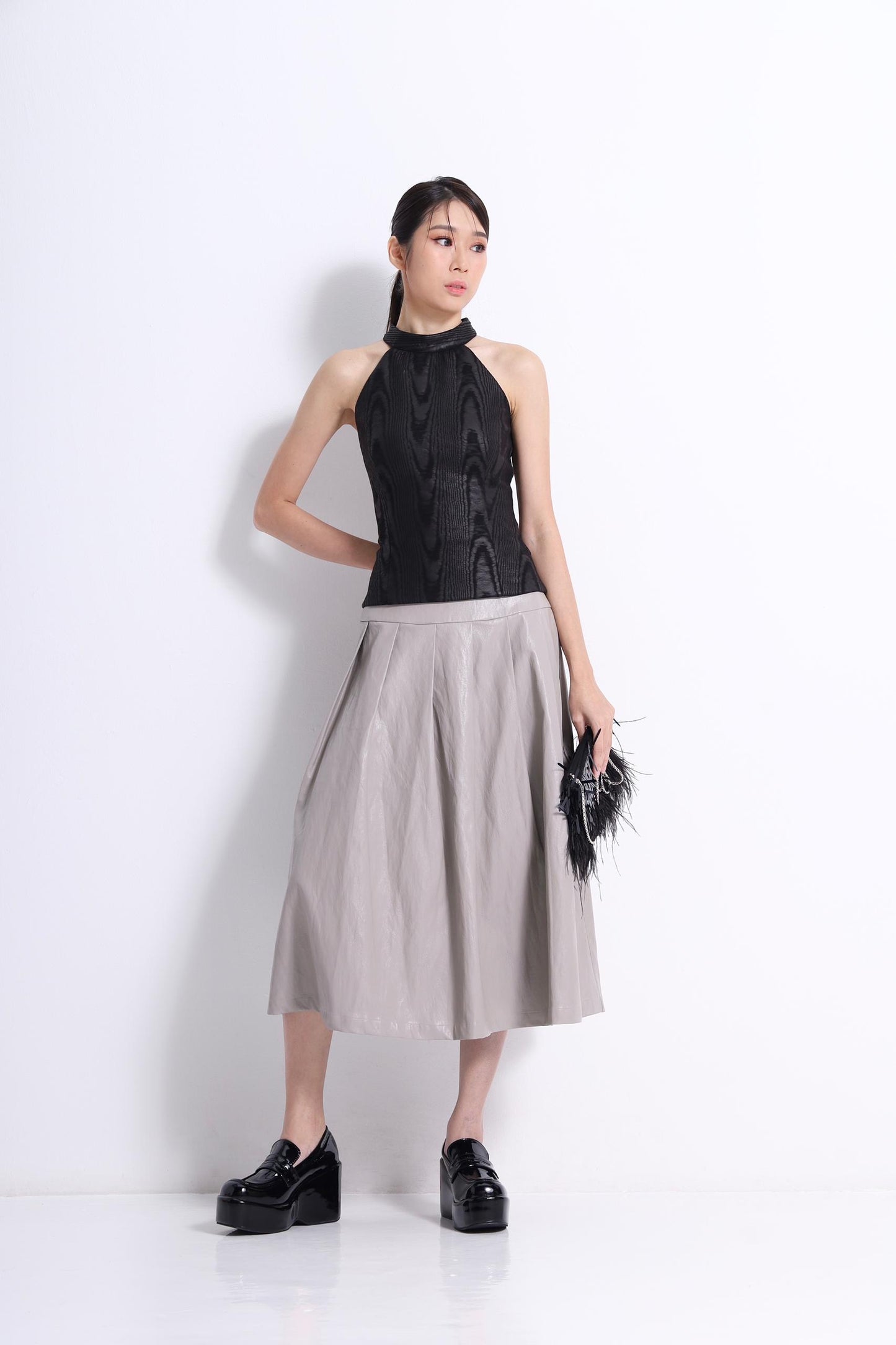 Mina Faux Leather Aline Skirt