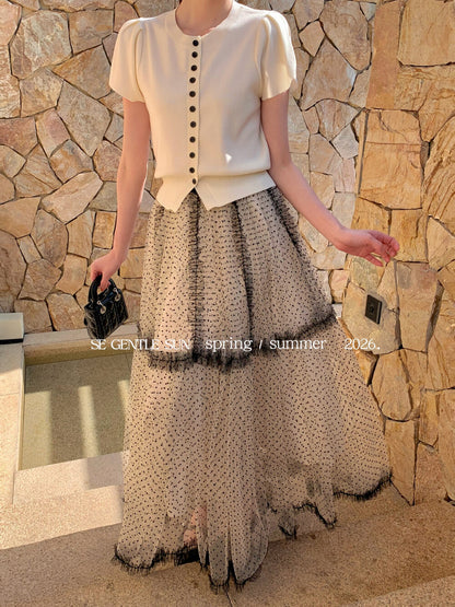 Faye Polka Dot Tulle Skirt