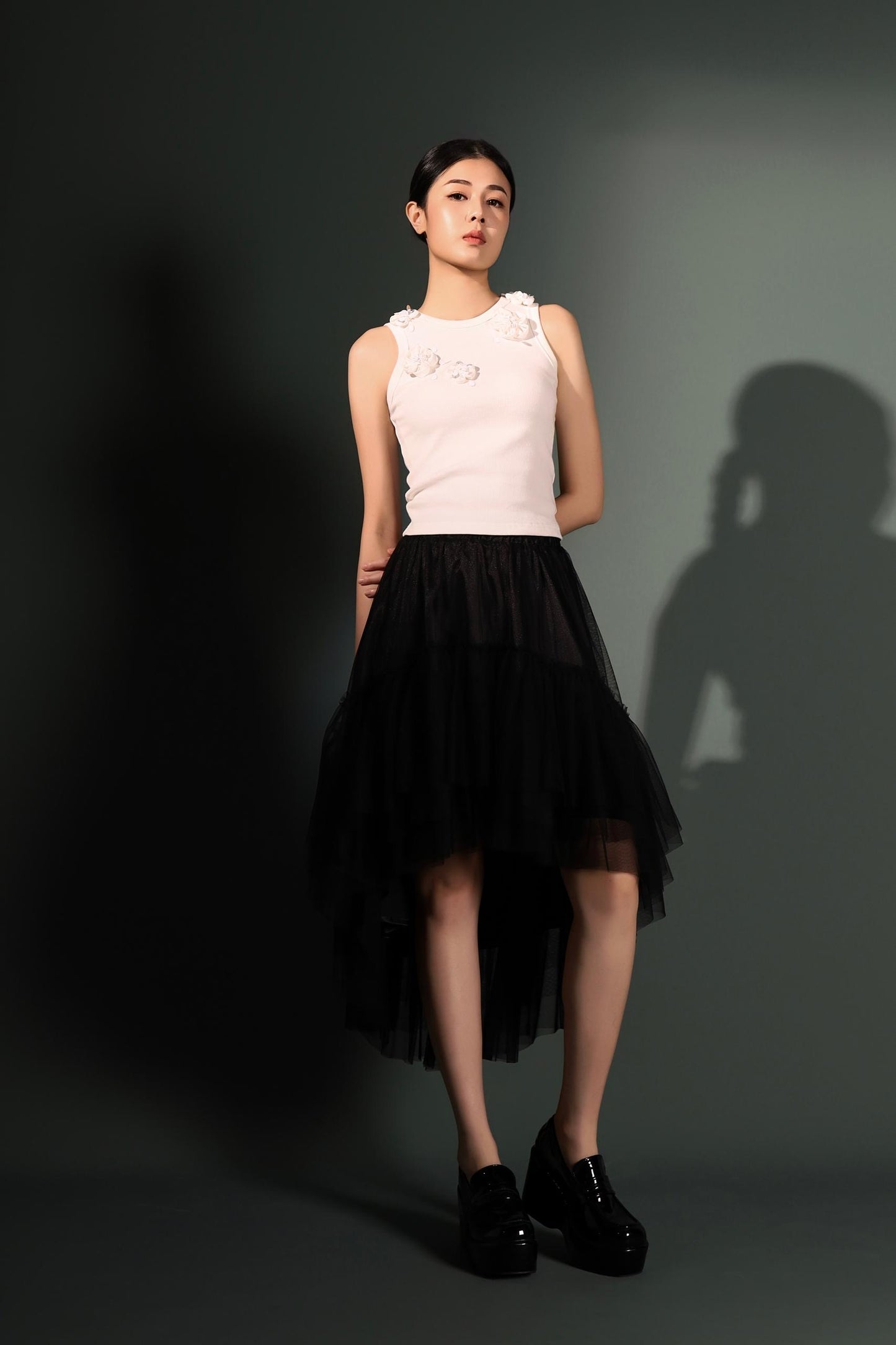 Pansy Asymmetrical Tulle Skirt
