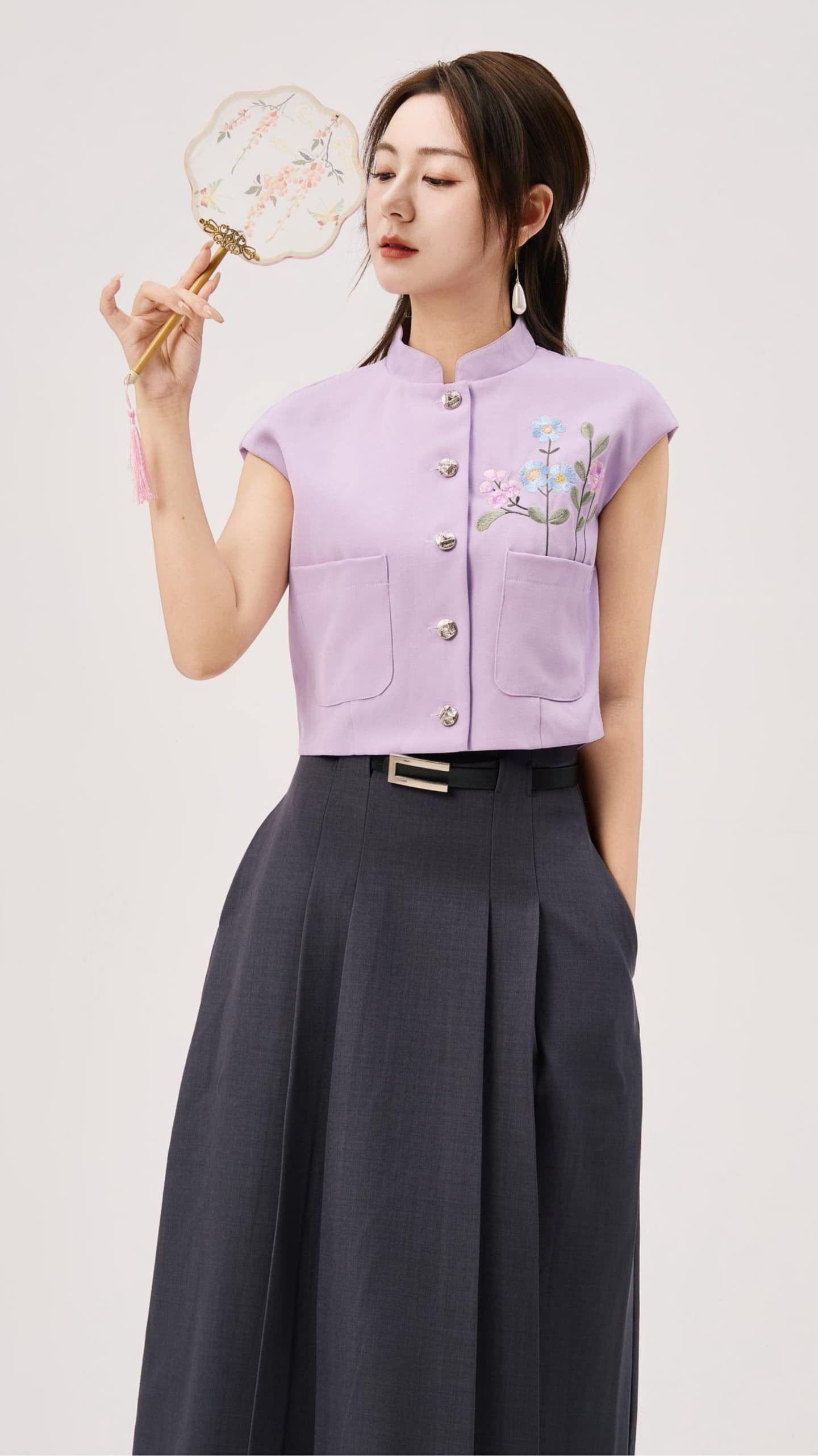 Jing Oriental Embroidered Vest Top