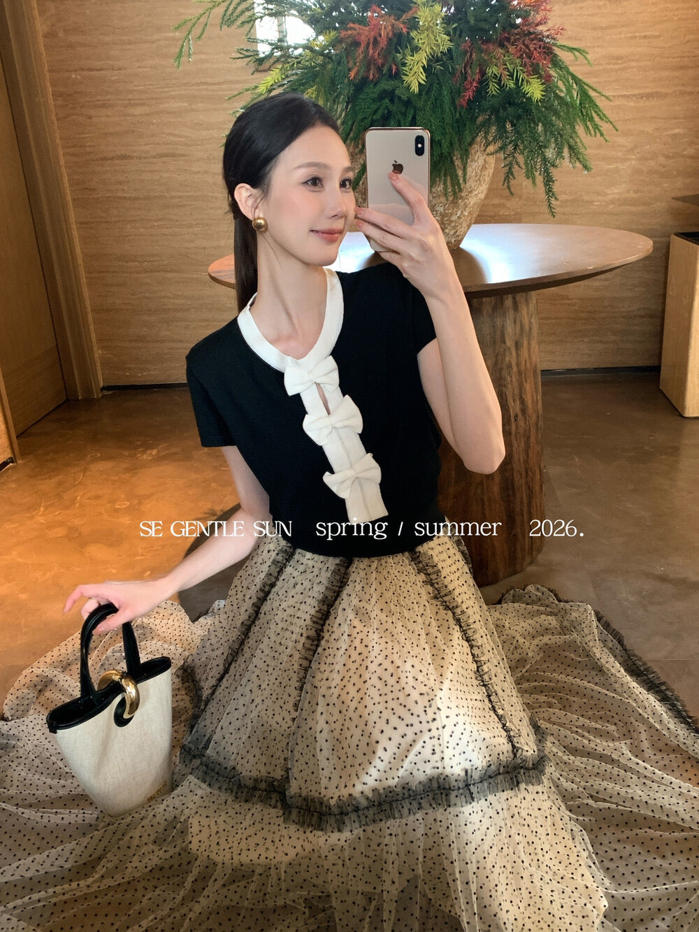 Peni Bow Tie Bi-color Knit Top