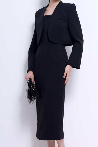 Lyla Tailored Cropped Open Jacket