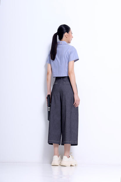 Tassy Button Down Cropped Shirt