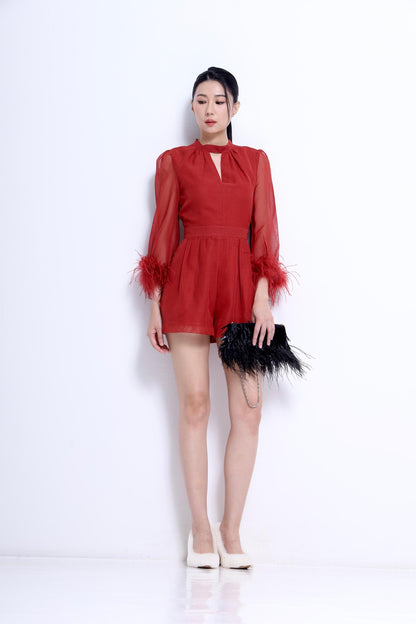 Jinny Feather Open Back Romper