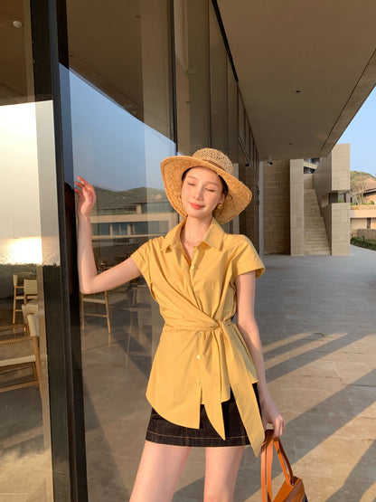 PREORDER Yoona Lace Side Tie Shirt