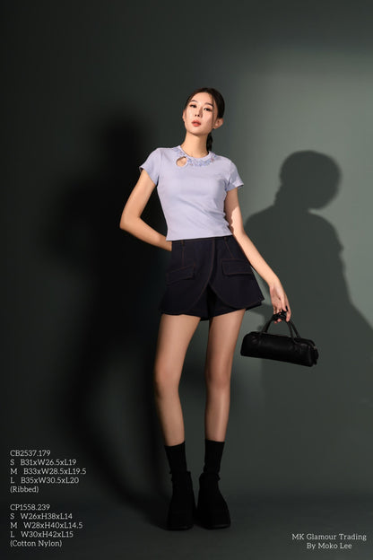 Ariel Sequins Ribbed Knit Tee
