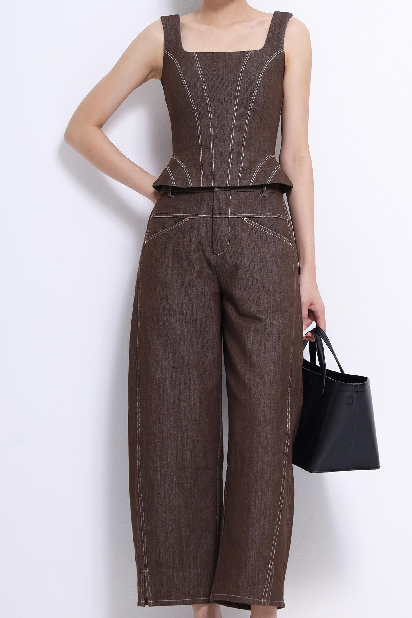 Zenda Denim Square Neck Top