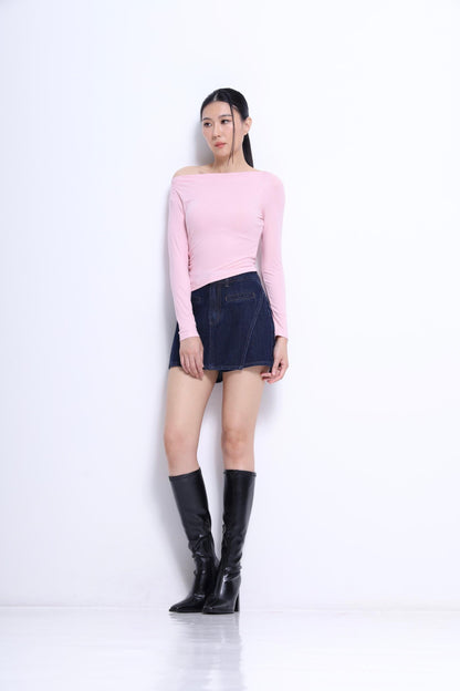 Aria Asymmetrical Neckline Ribbed Top