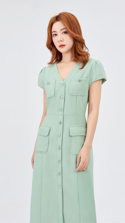 Ziri V-Neck Tweed Dress