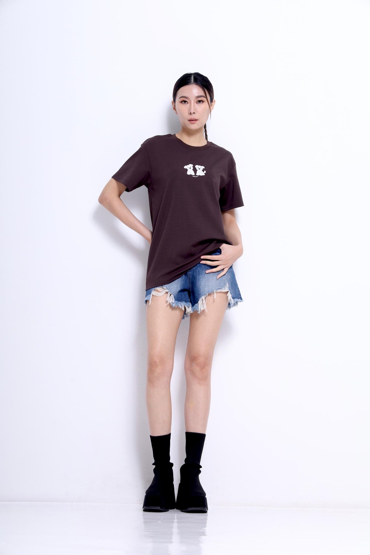 Puppy Embroidered Oversized Tee