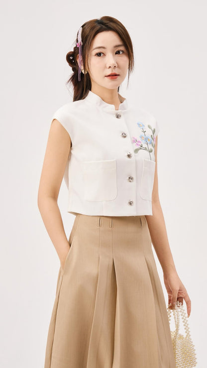 Jing Oriental Embroidered Vest Top