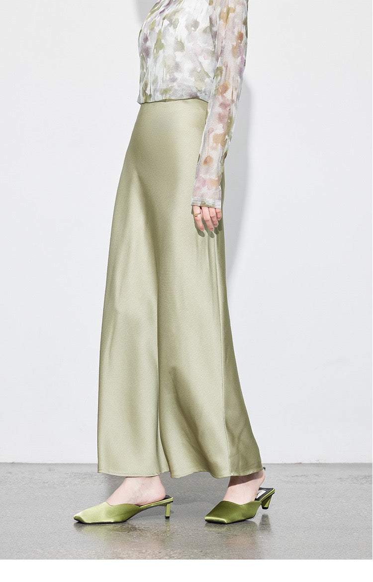 Zen Satin Bias Cut Maxi Skirt