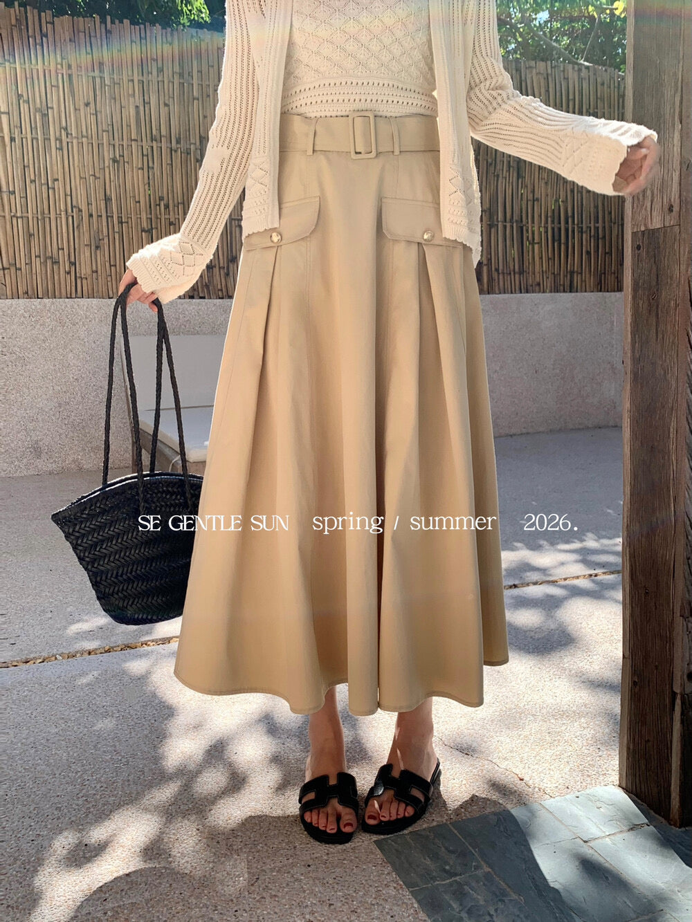 Sonia Belted A-line Skirt