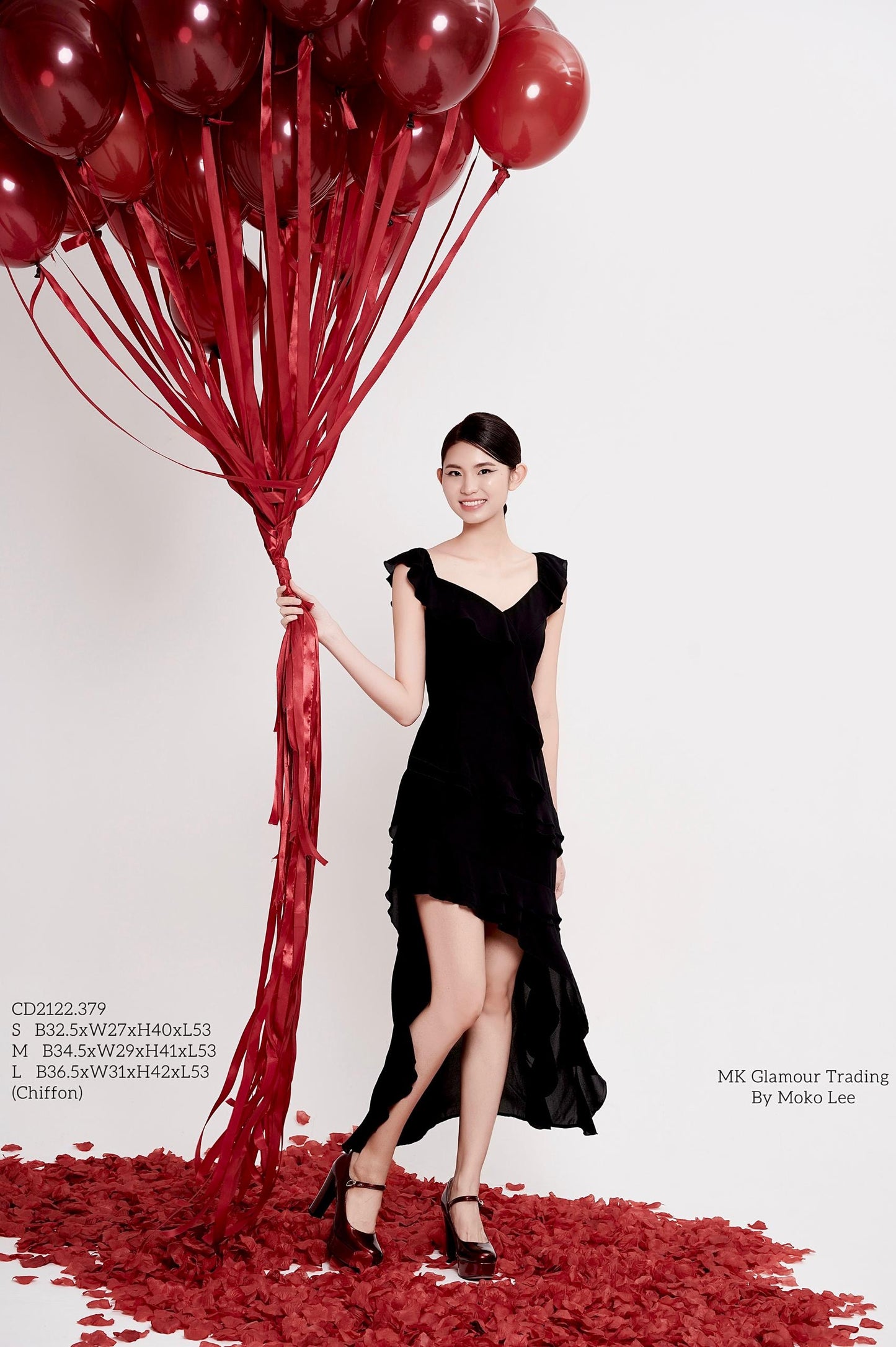 Vayda Asymmetrical Ruffles Dress