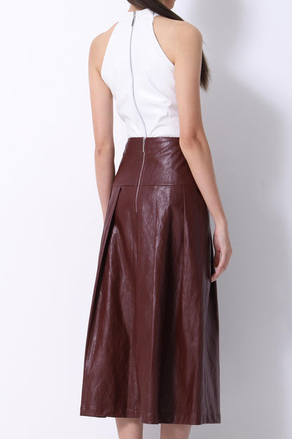 Mina Faux Leather Halter Neck Top