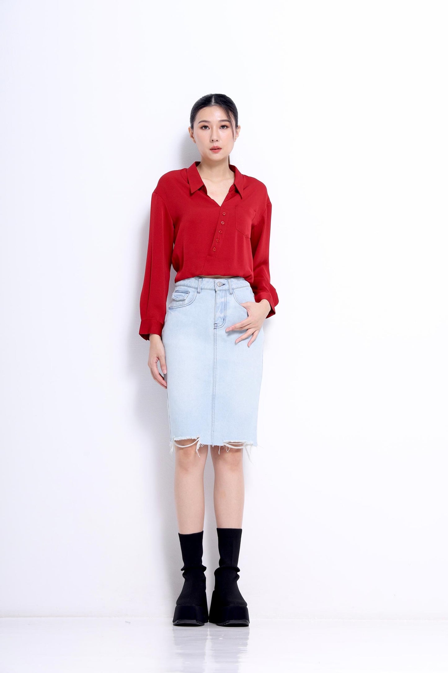 Valentina Asymmetrical Satin Blouse