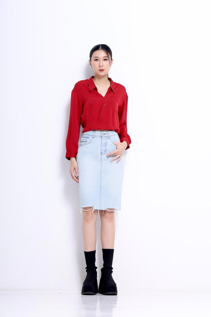 Valentina Asymmetrical Satin Blouse