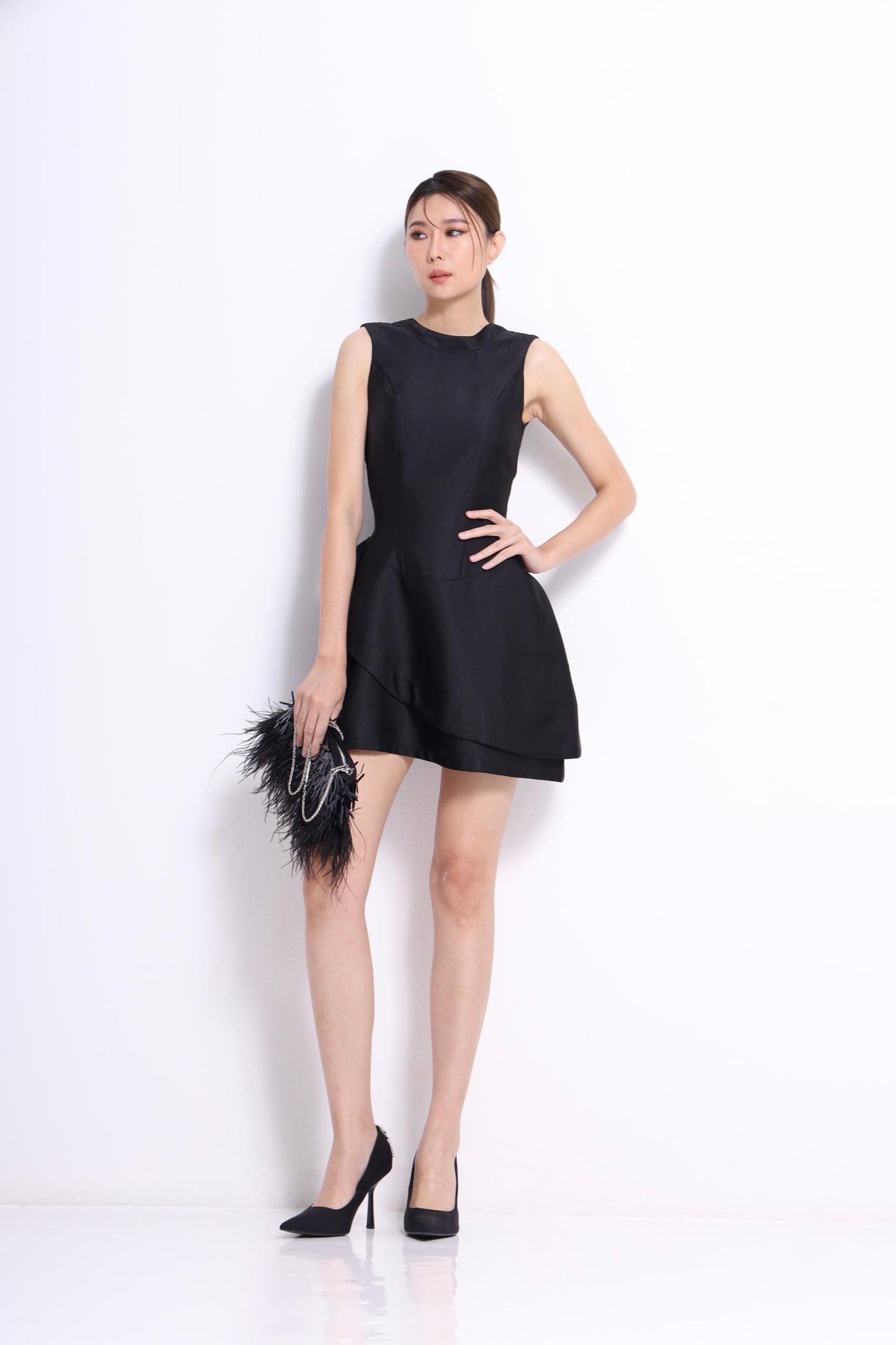 Ava Asymmetrical Evening Mini Dress