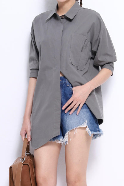 Miyu Asymmetrical Short Sleeve Shirt