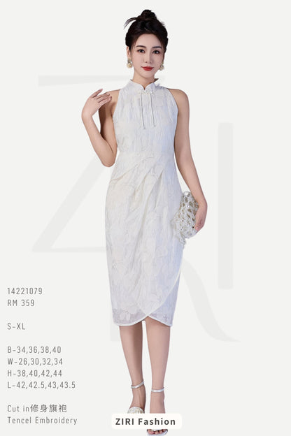 Sue Tencel Embroidered Qipao Dress