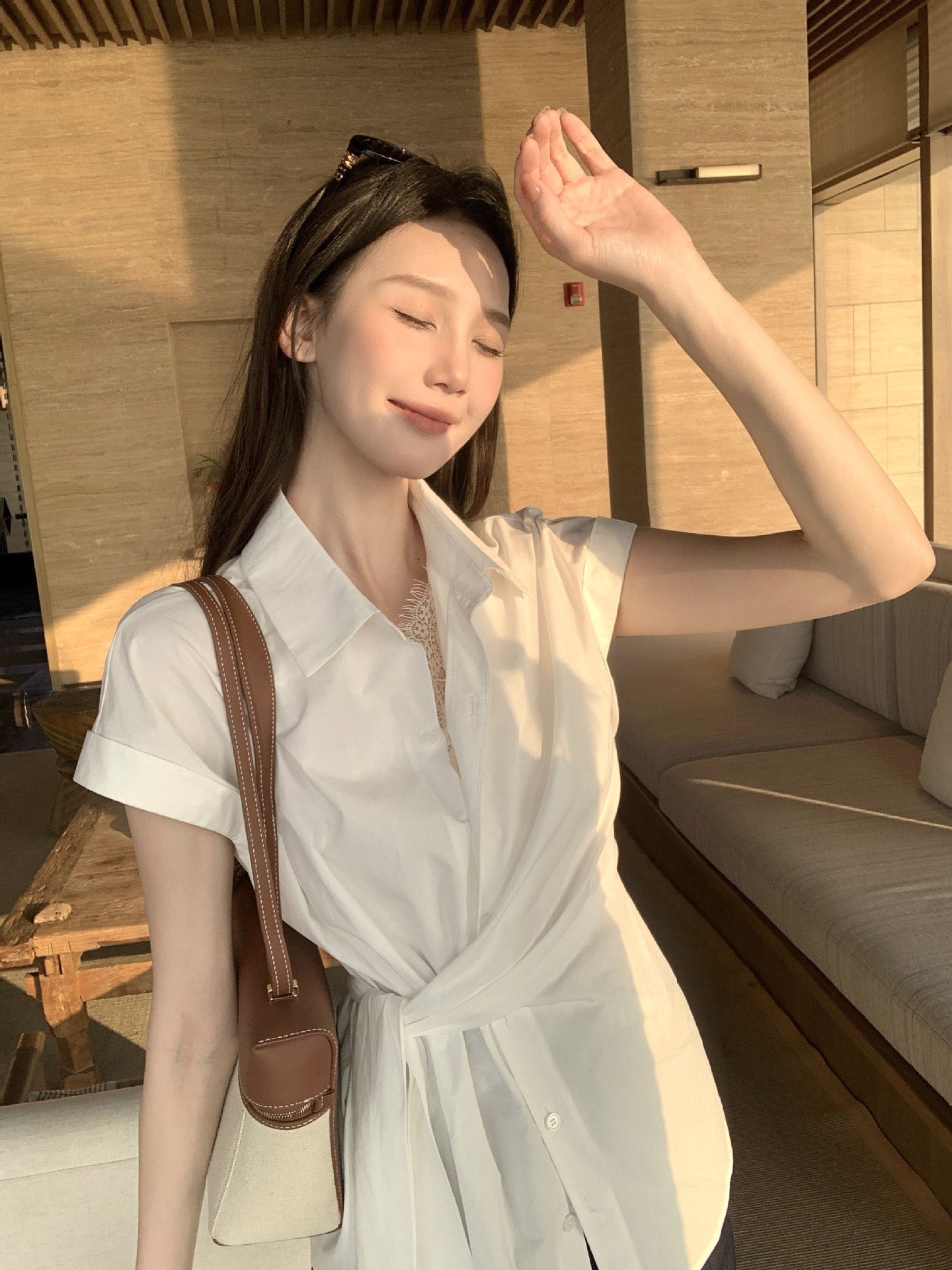 PREORDER Yoona Lace Side Tie Shirt