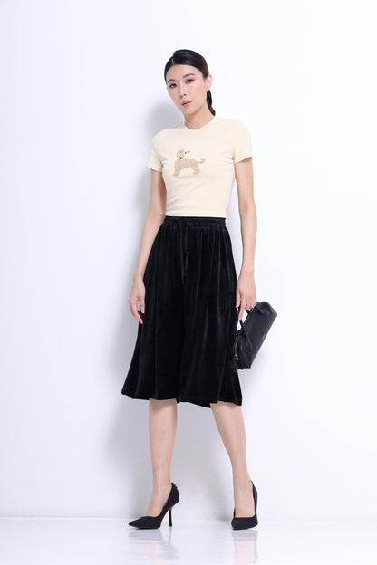 Puppy Embroidered Fitted Tee