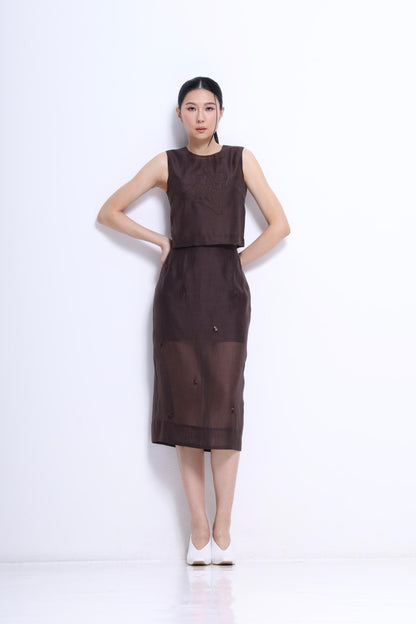 Lian Orient Floral Embroidered Sleeveless Top