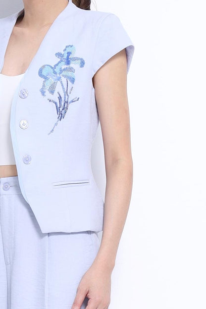 Shan Embroidered Flower Vest Top