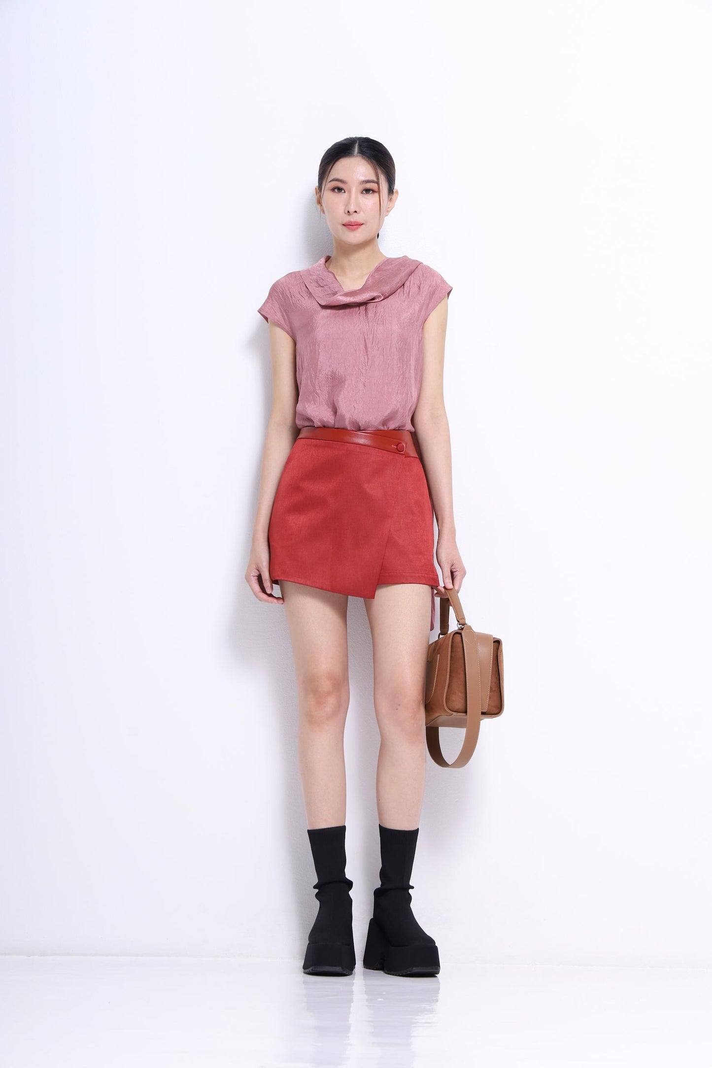 Elena Cowl Neck Satin Top