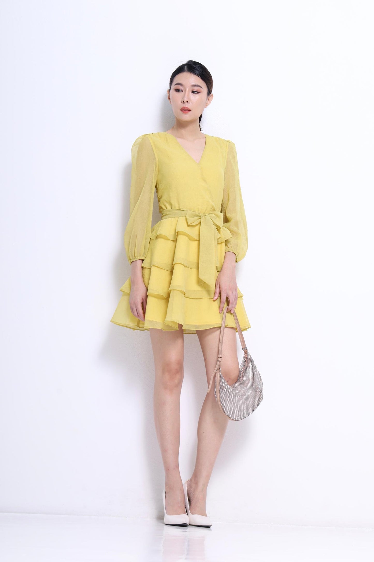 Celeste V-Neck Ruffles Midi Dress