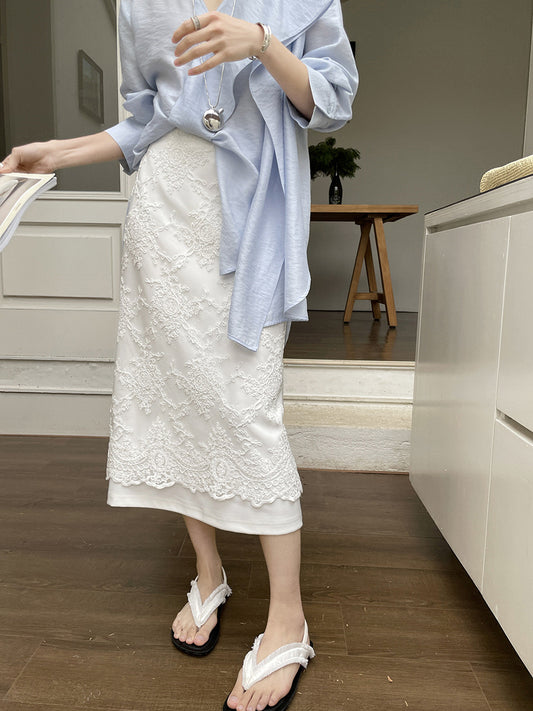 Laurel Broderie Overlay Midaxi Skirt