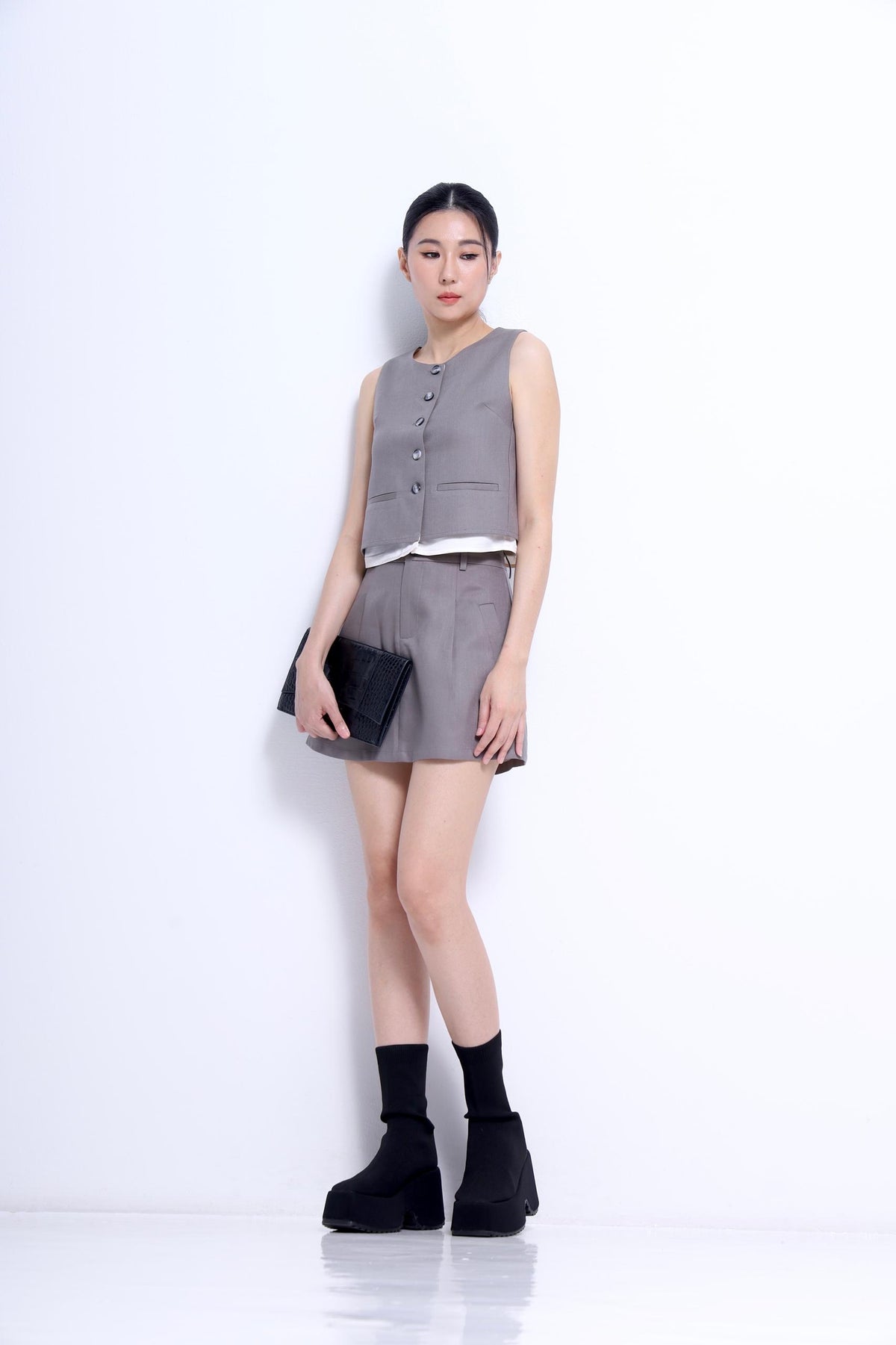 Marlene Front Pleated A-line Skirt