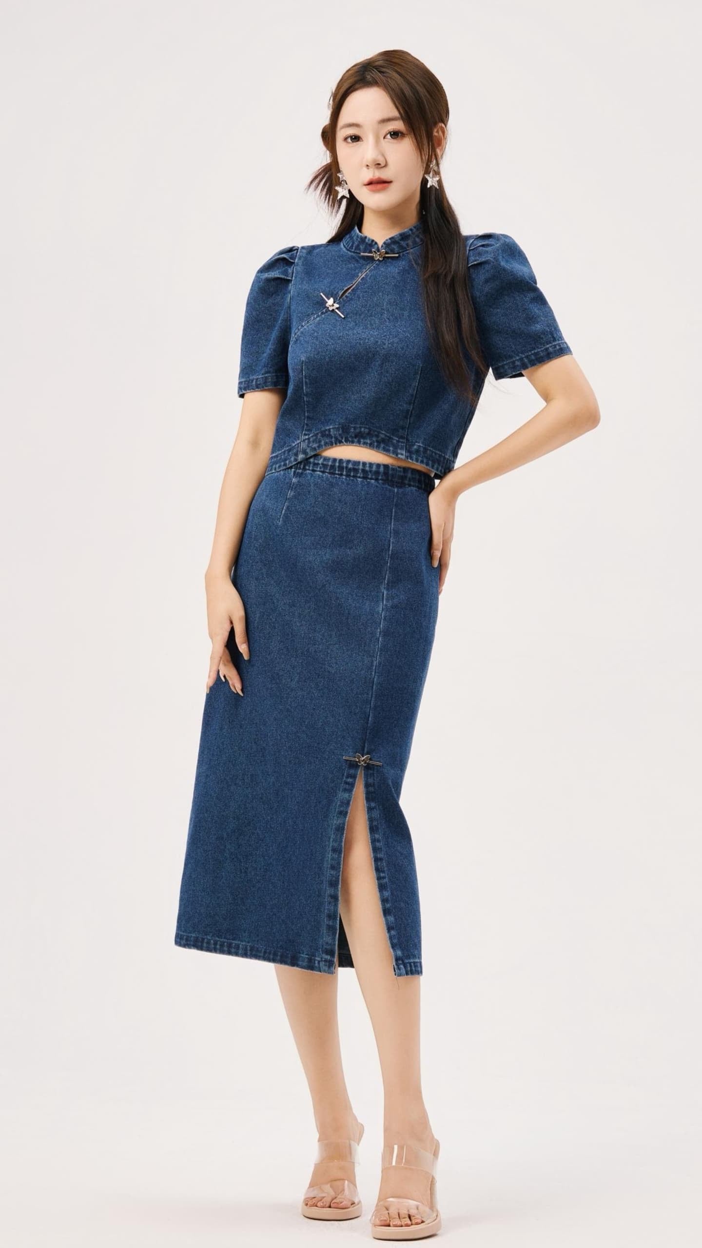 Ning Oriental Denim Skirt