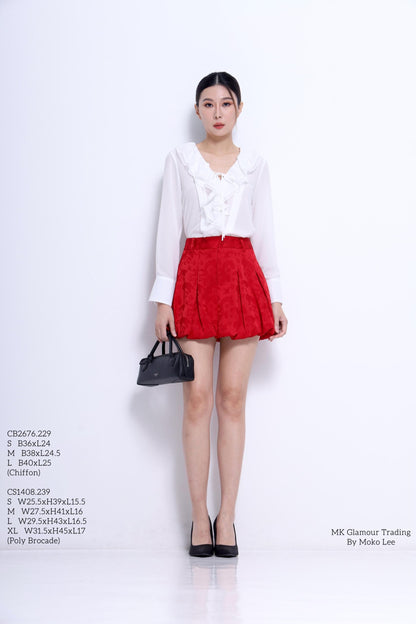 Joyce Ruffle Collar Chiffon Top