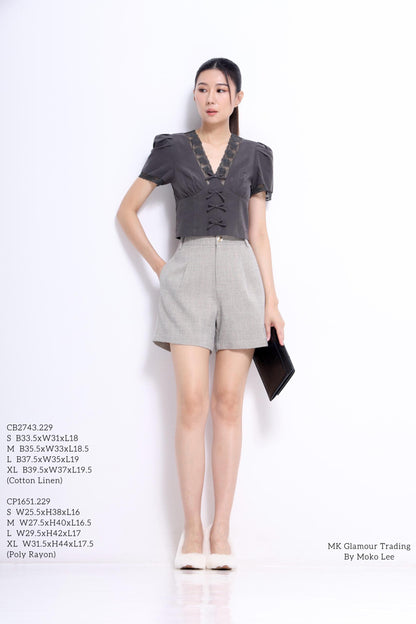 Lulu V-Neck Lace Ribbon Blouse