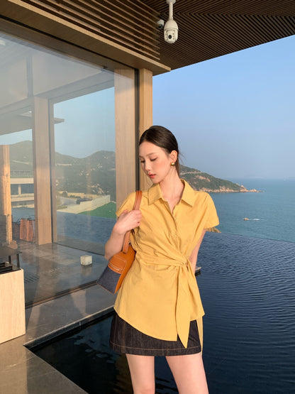 PREORDER Yoona Lace Side Tie Shirt