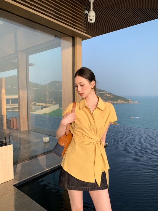 PREORDER Yoona Lace Side Tie Shirt