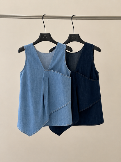 Tiana Asymmetrical Denim Top